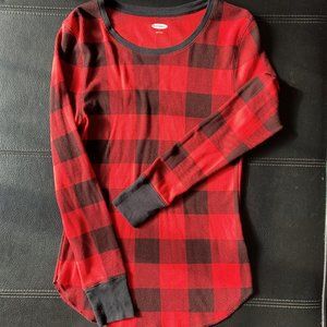 Old Navy Red & Black Long Sleeve Waffle  Shirt